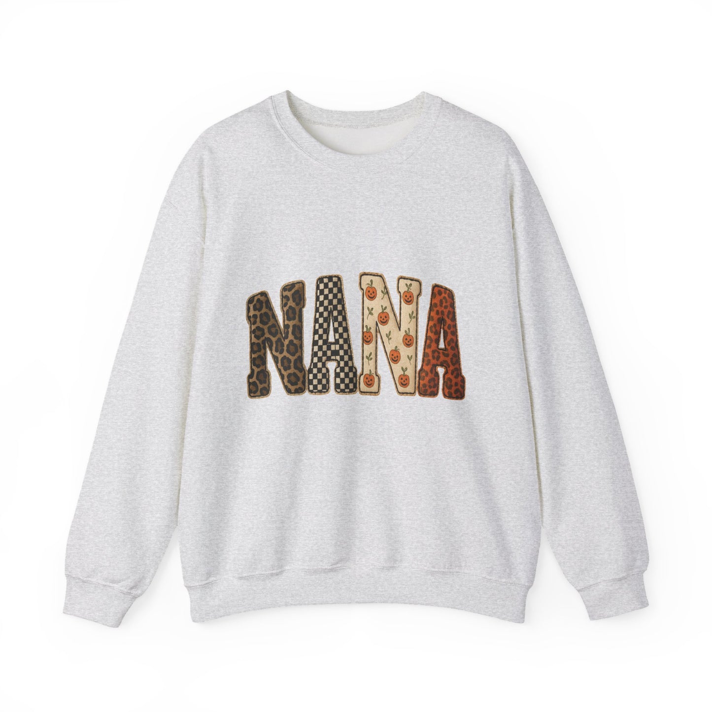 Nana Leopard & Pumpkin Patch Crewneck Sweatshirt — Cozy Fall Pullover