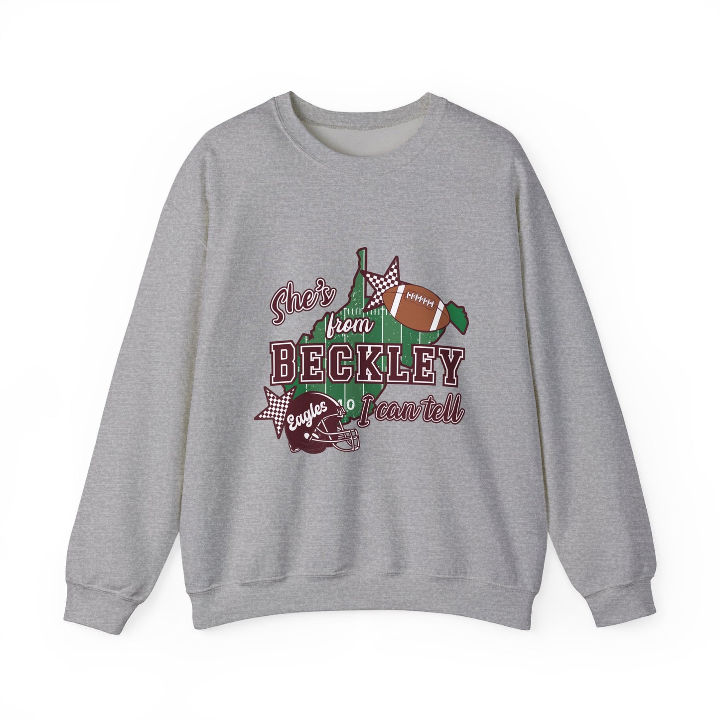 Beckley Football Crewneck Sweatshirt - "She's From Beckley" Vintage Town Pride