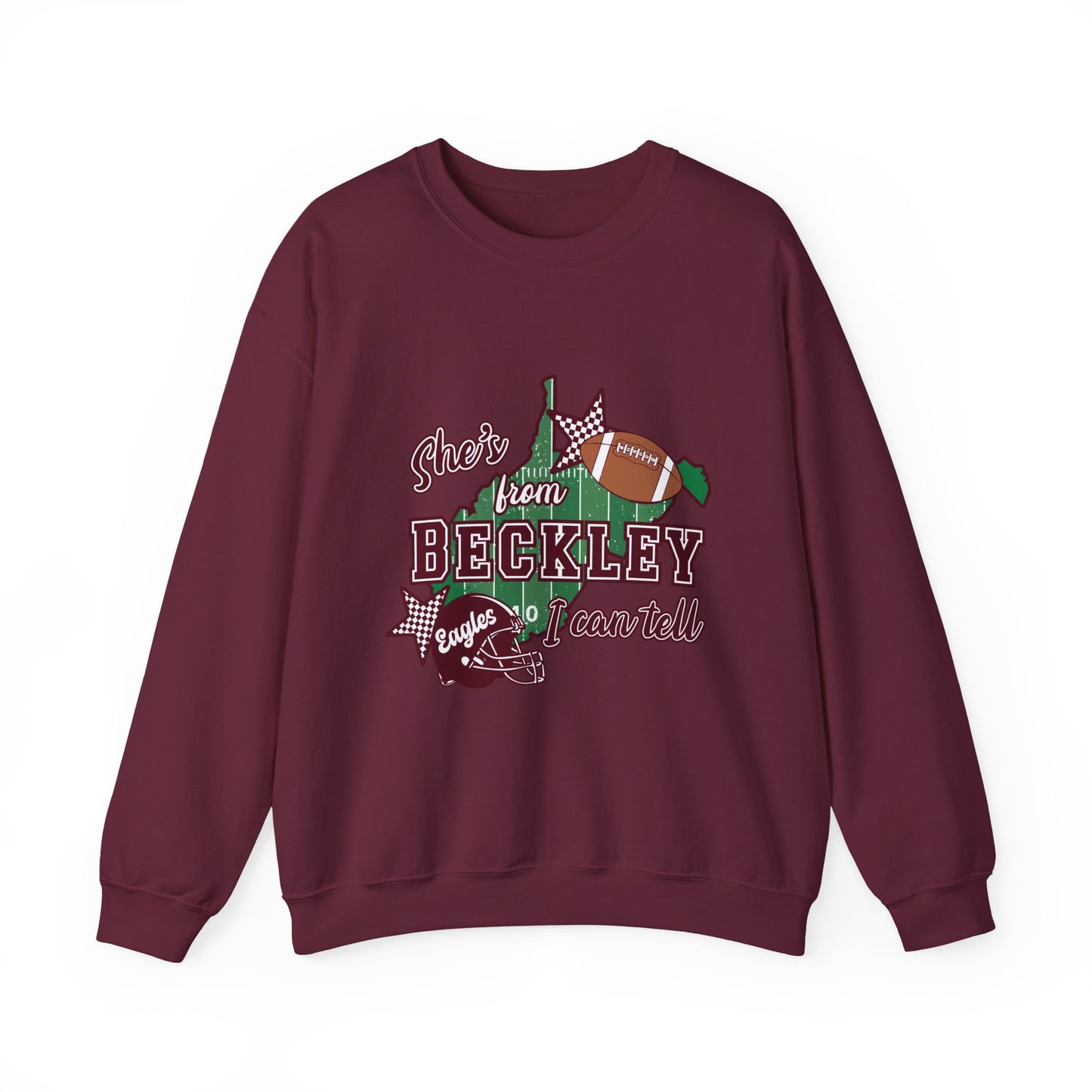 Beckley Football Crewneck Sweatshirt - "She's From Beckley" Vintage Town Pride