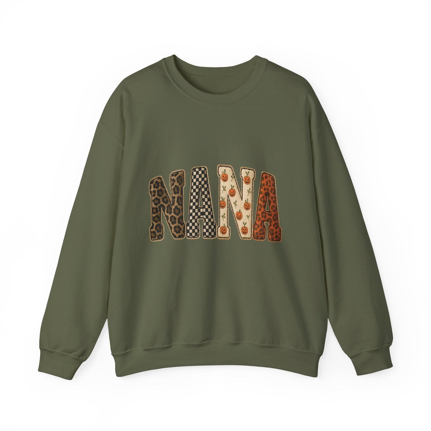 Nana Leopard & Pumpkin Patch Crewneck Sweatshirt — Cozy Fall Pullover
