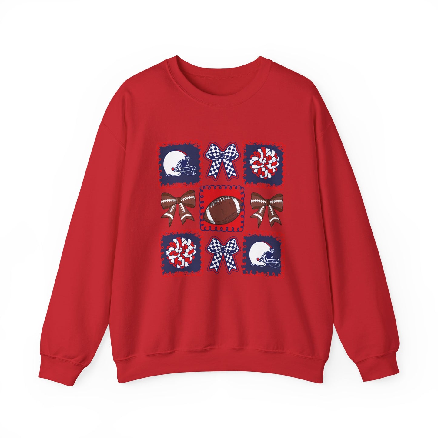 Crewneck Sweatshirt – Patriotic Football Quilt Design (Stars & Bows)