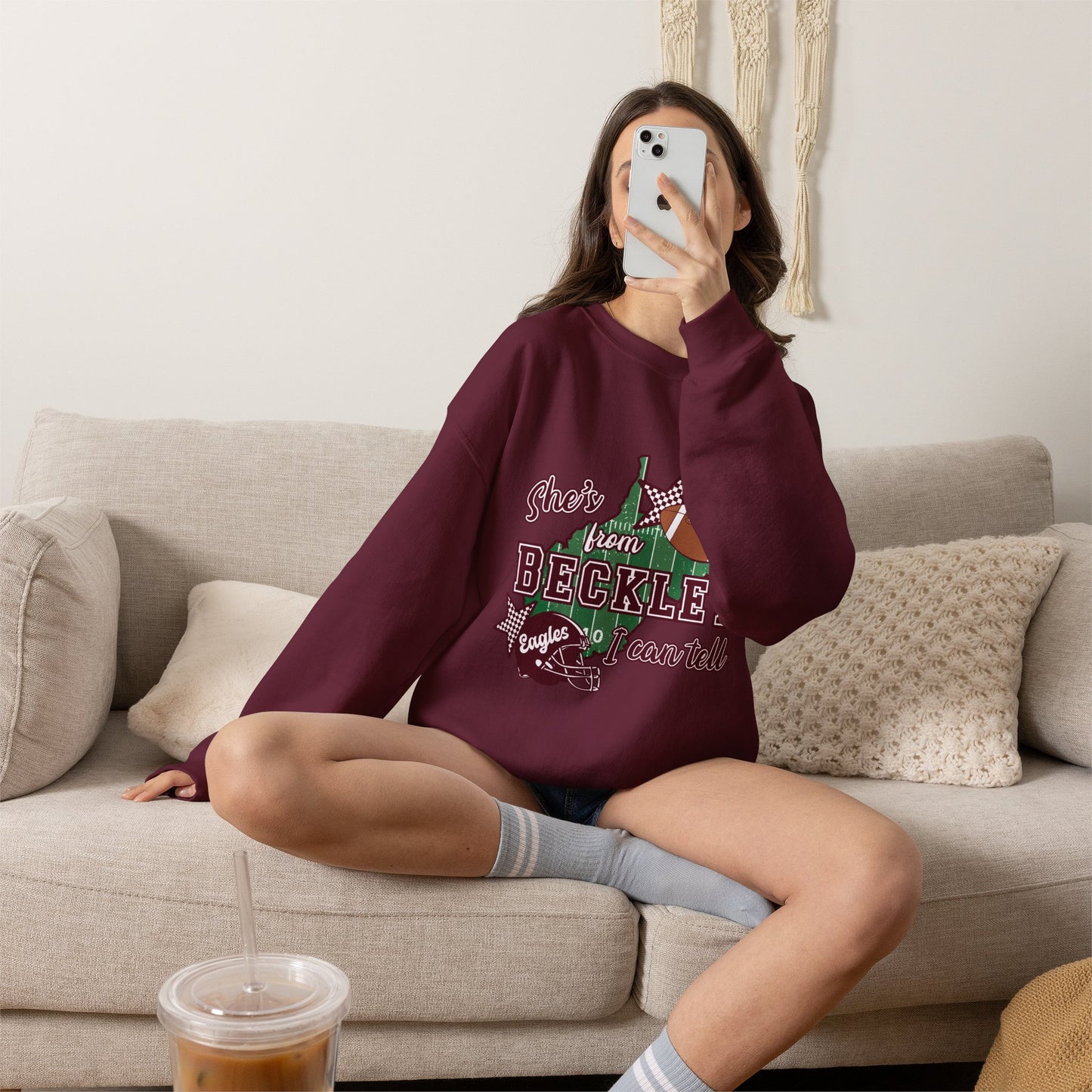 Beckley Football Crewneck Sweatshirt - "She's From Beckley" Vintage Town Pride