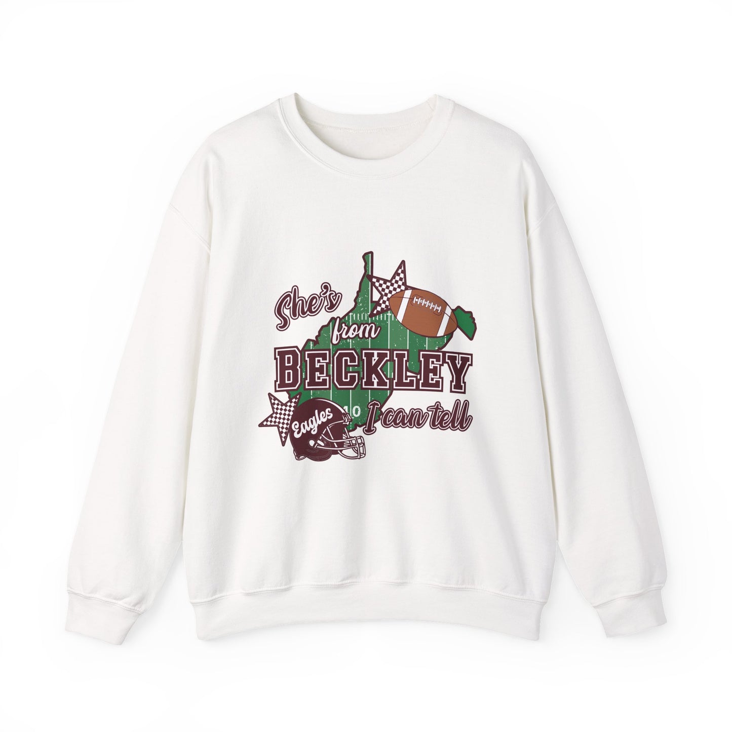 Beckley Football Crewneck Sweatshirt - "She's From Beckley" Vintage Town Pride