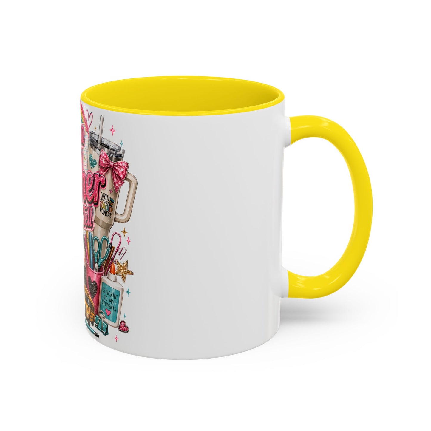 She's a Teacher I Can Tell Coffee Mug – Gift for Female Teachers, Cute School Supplies Design (11/15 oz)