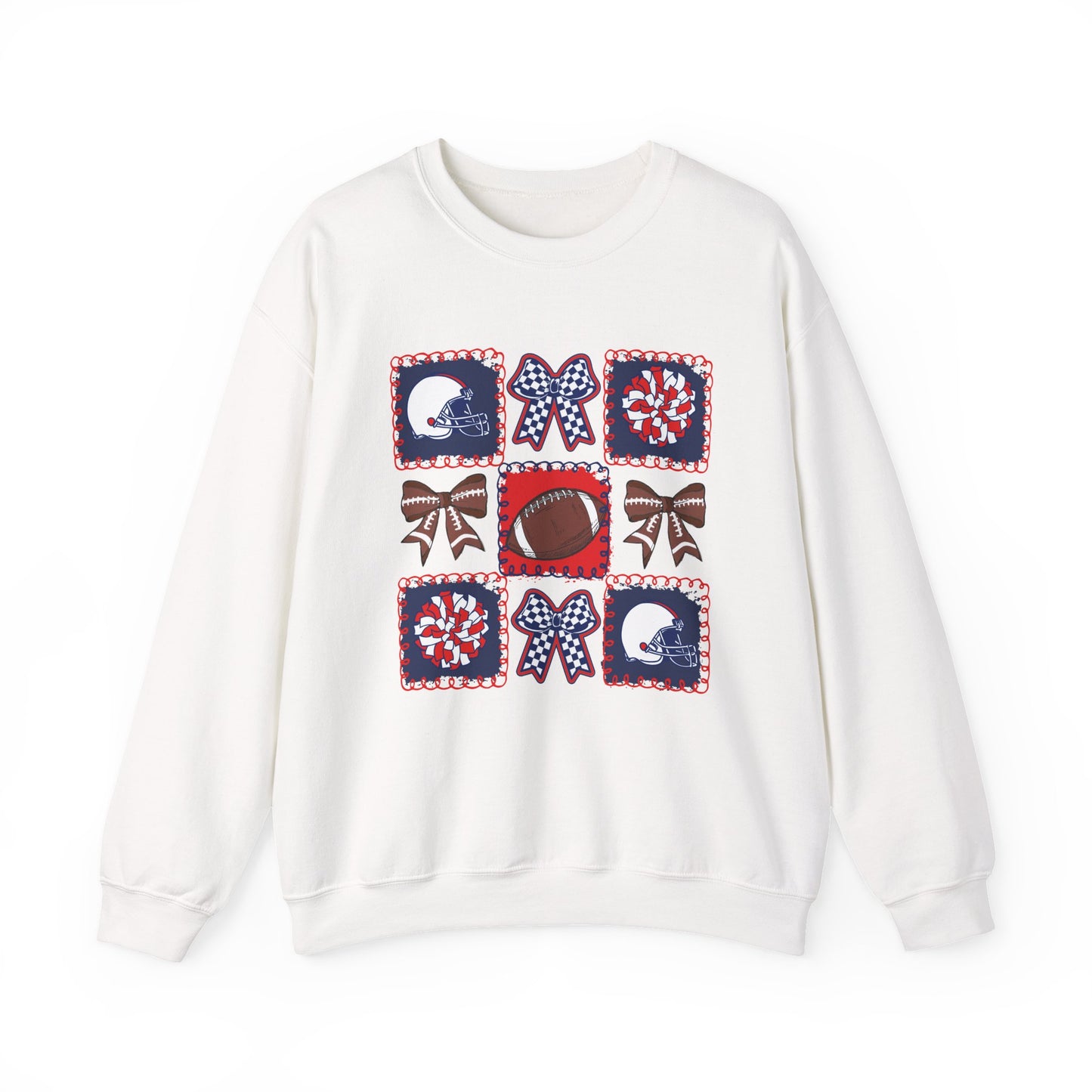 Crewneck Sweatshirt – Patriotic Football Quilt Design (Stars & Bows)