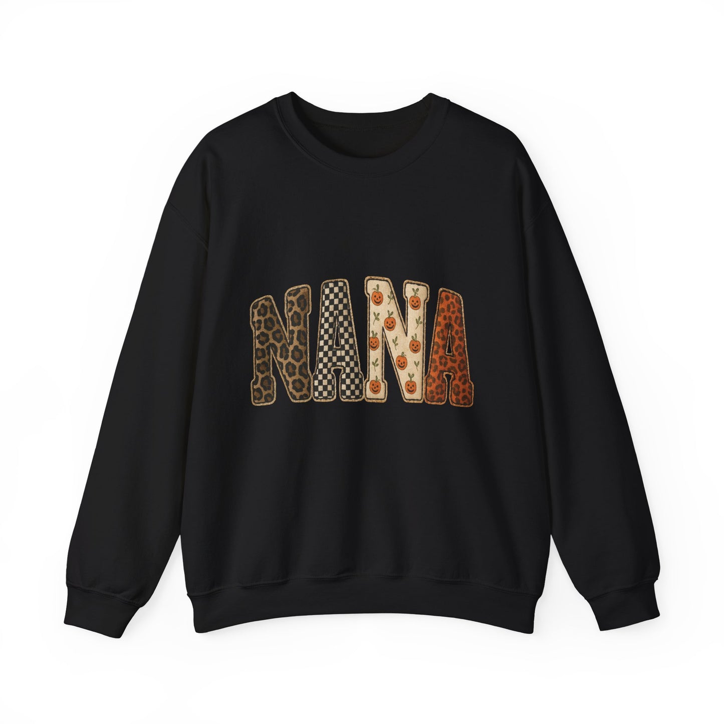 Nana Leopard & Pumpkin Patch Crewneck Sweatshirt — Cozy Fall Pullover
