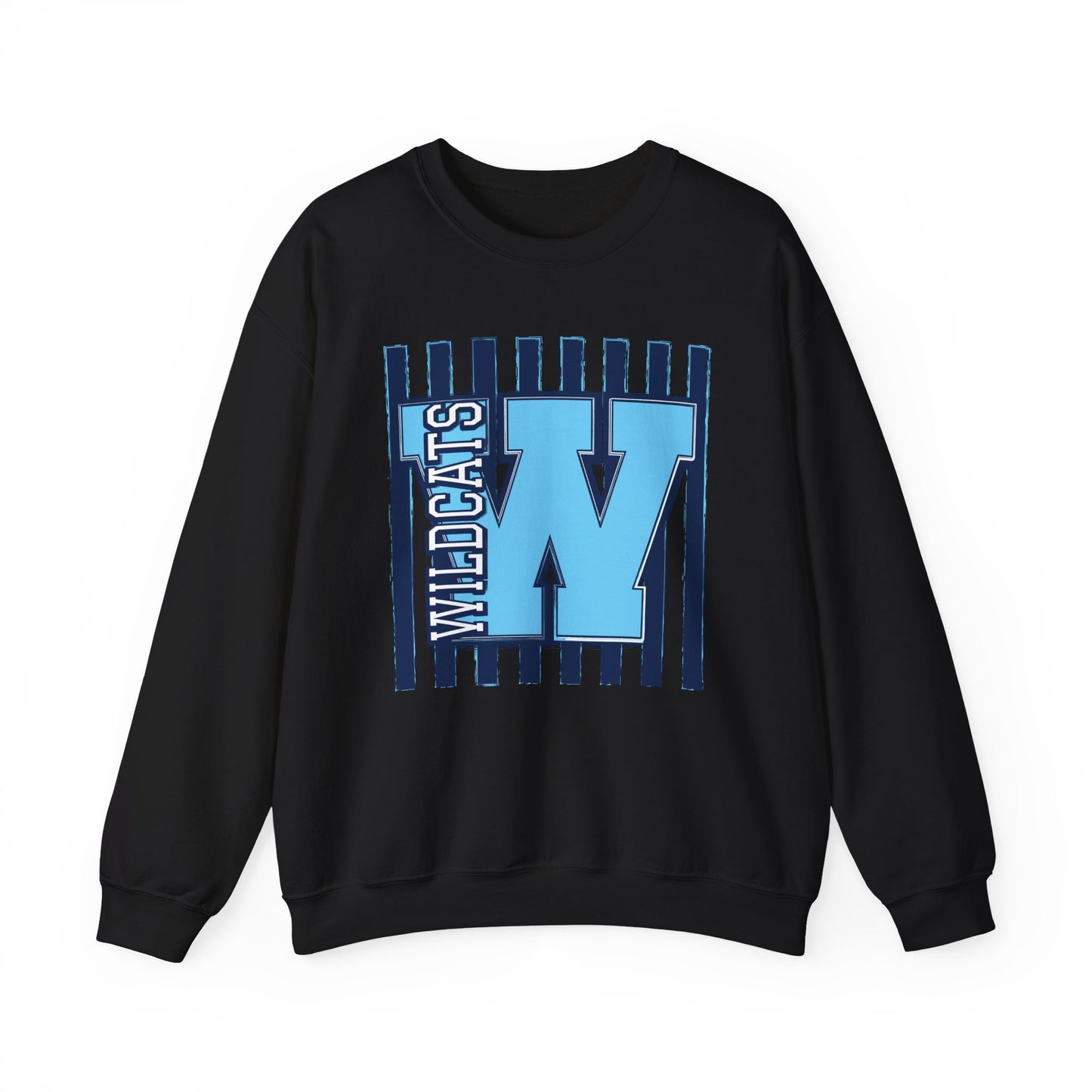 Wildcats 'W' Crewneck Sweatshirt — Striped unisex MEADOW BRIDGE Spirit Pullover