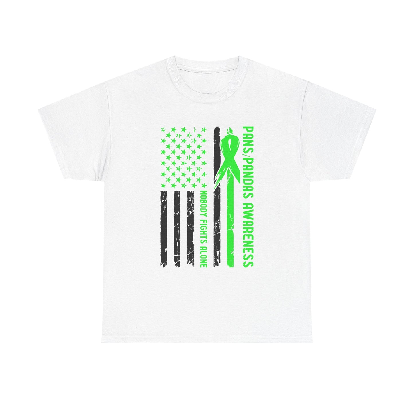 MENS PANS/PANDAS Awareness Flag Tee — Neon Green Awareness Ribbon Shirt