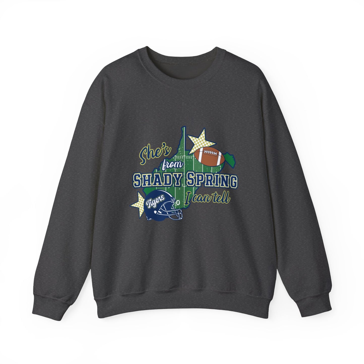 Shady Spring Home Town Crewneck Sweatshirt – "She's from Shady Spring" Vintage Football Design