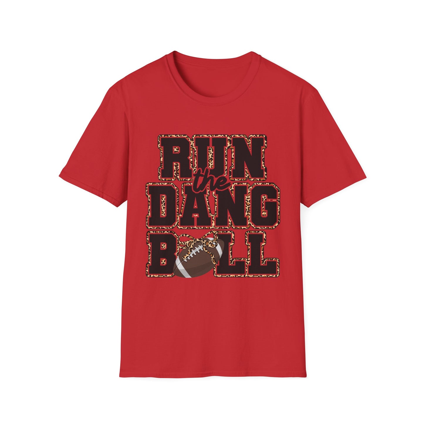 Run the Dang Ball T-Shirt — Football Mom/Coach Vintage Leopard Accent