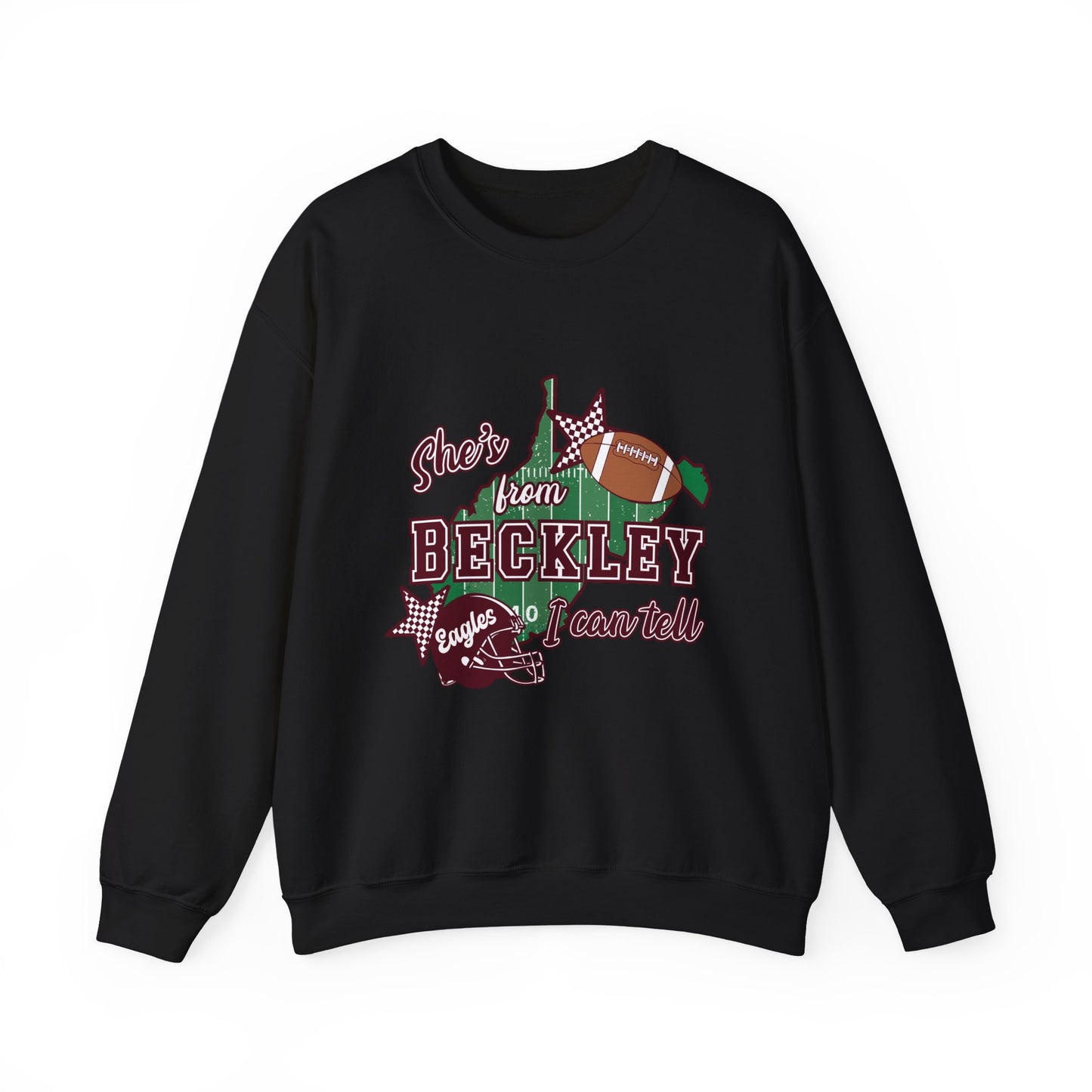 Beckley Football Crewneck Sweatshirt - "She's From Beckley" Vintage Town Pride