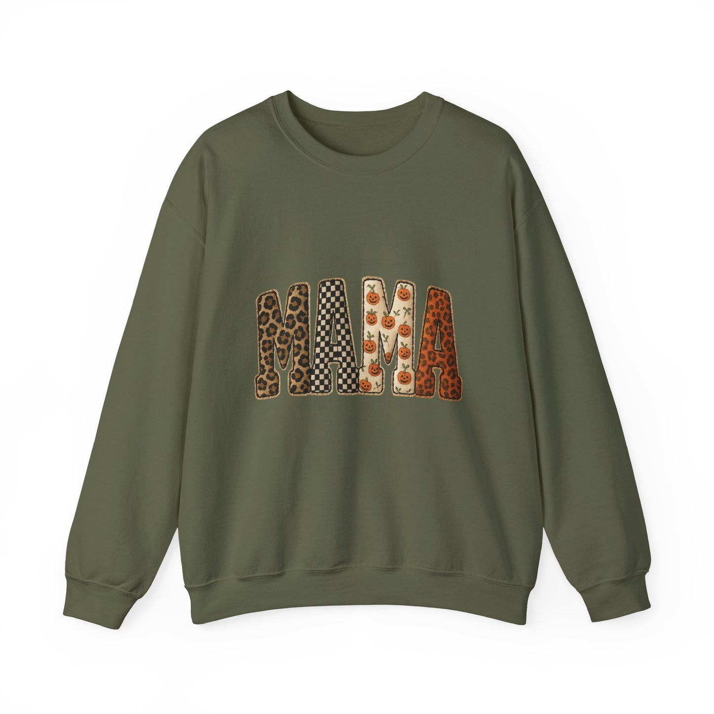 Mama Leopard & Pumpkin Crewneck Sweatshirt - Fall Mama Graphic Pullover
