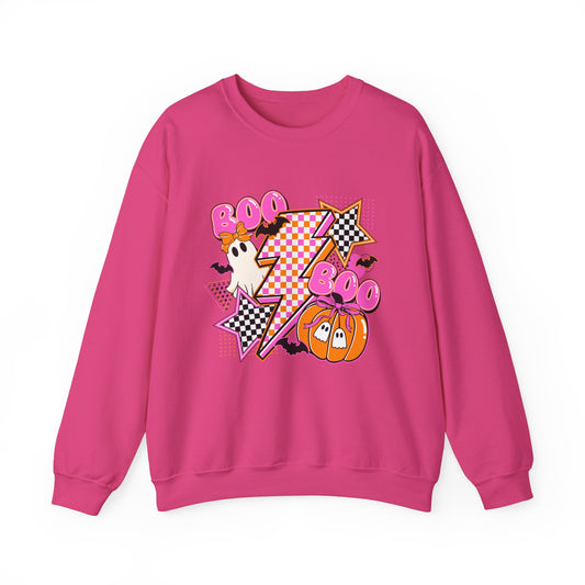 Retro Lightning Boo Ghosts Pumpkin Sweatshirt