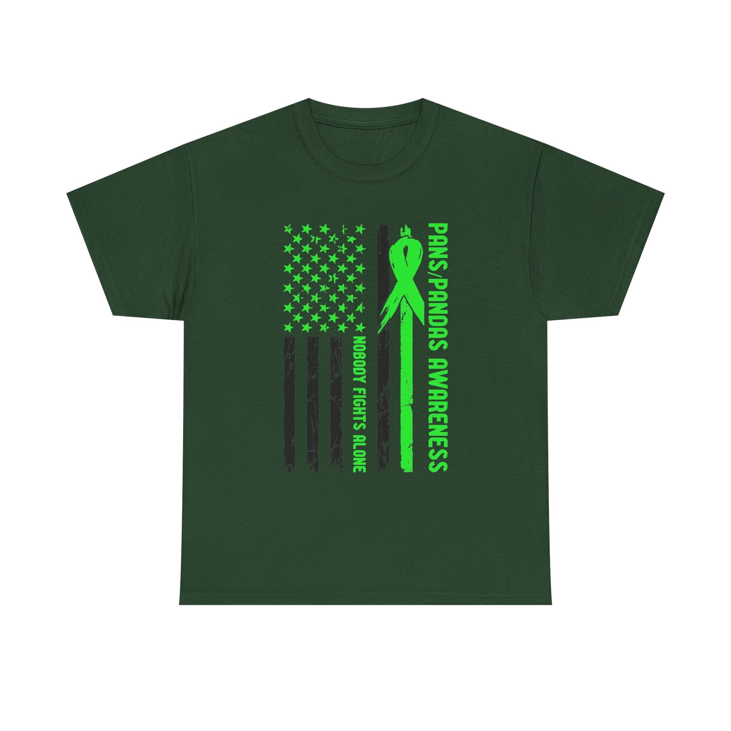MENS PANS/PANDAS Awareness Flag Tee — Neon Green Awareness Ribbon Shirt