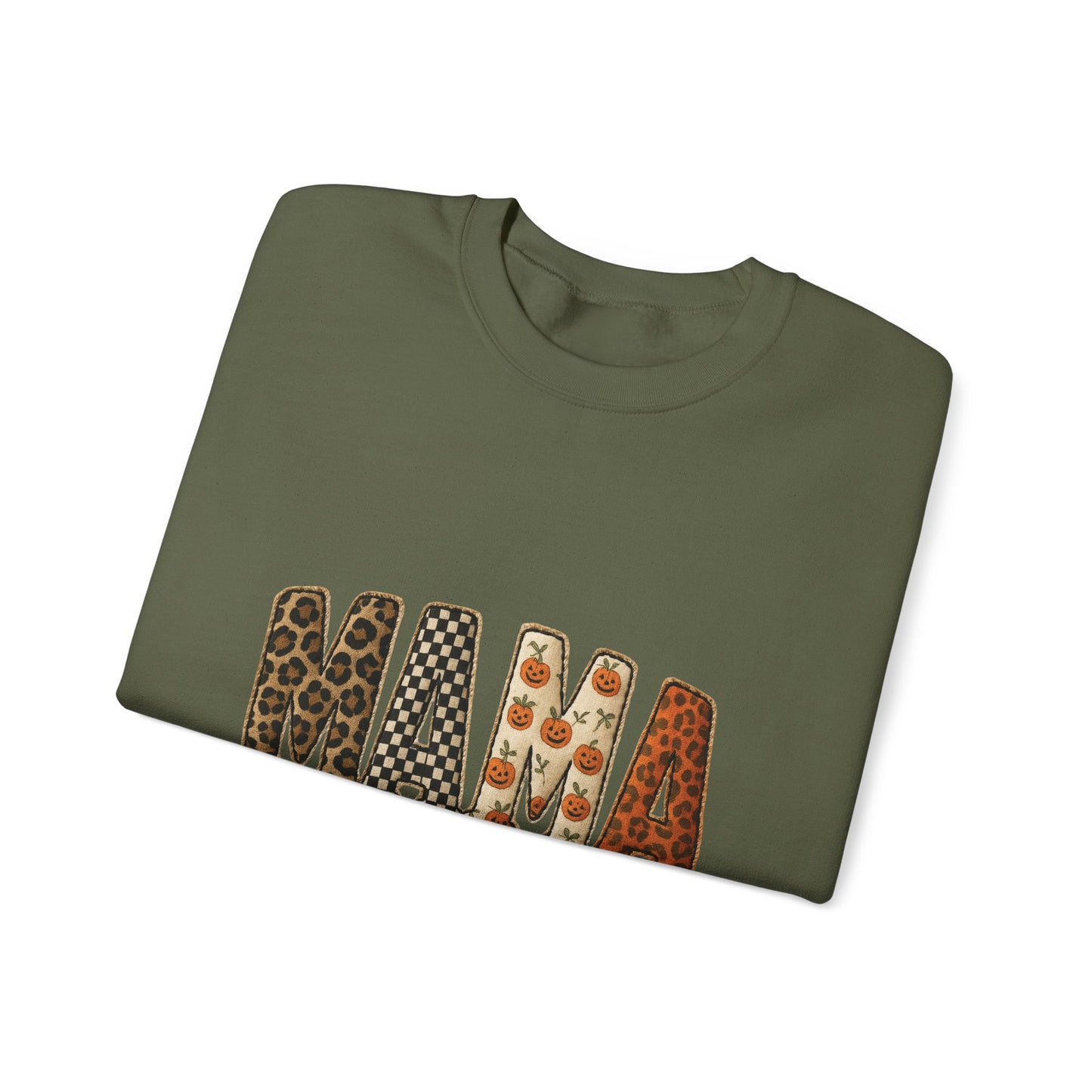 Mama Leopard & Pumpkin Crewneck Sweatshirt - Fall Mama Graphic Pullover