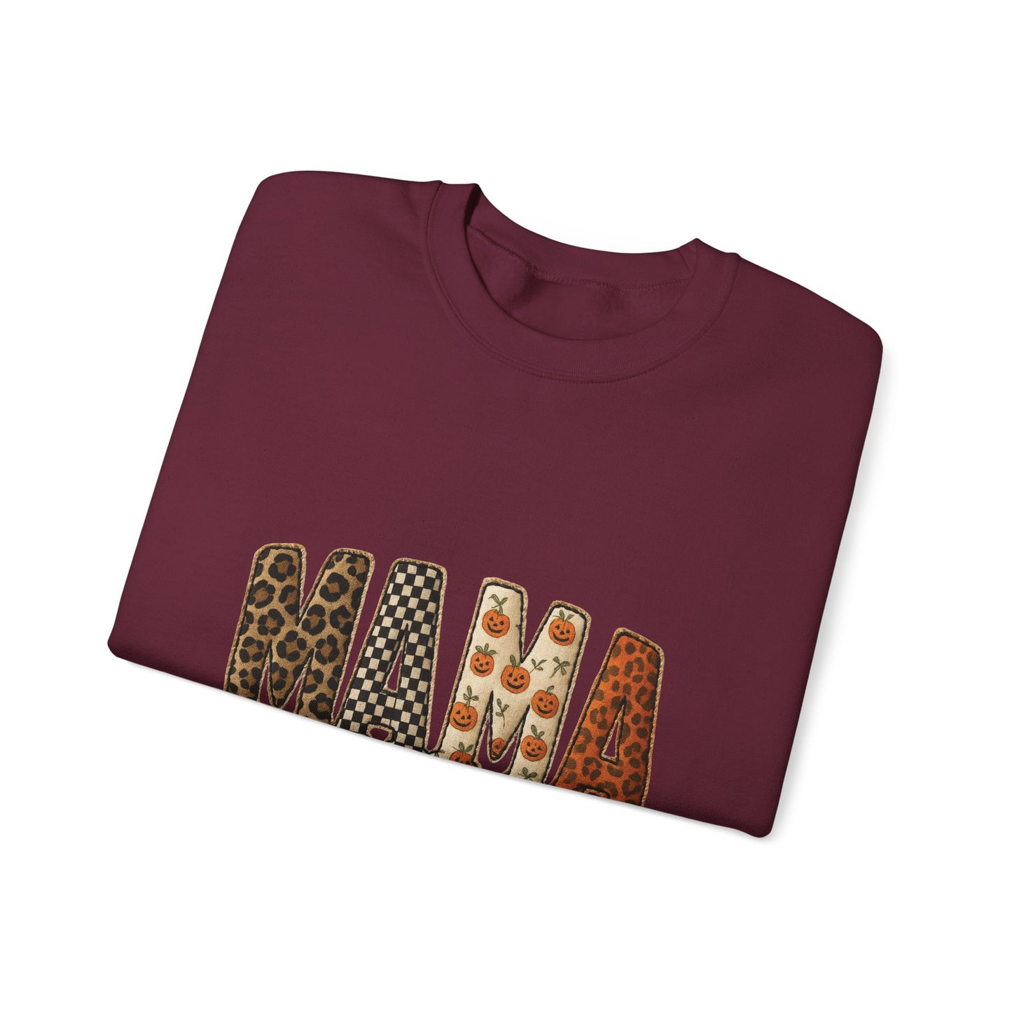 Mama Leopard & Pumpkin Crewneck Sweatshirt - Fall Mama Graphic Pullover