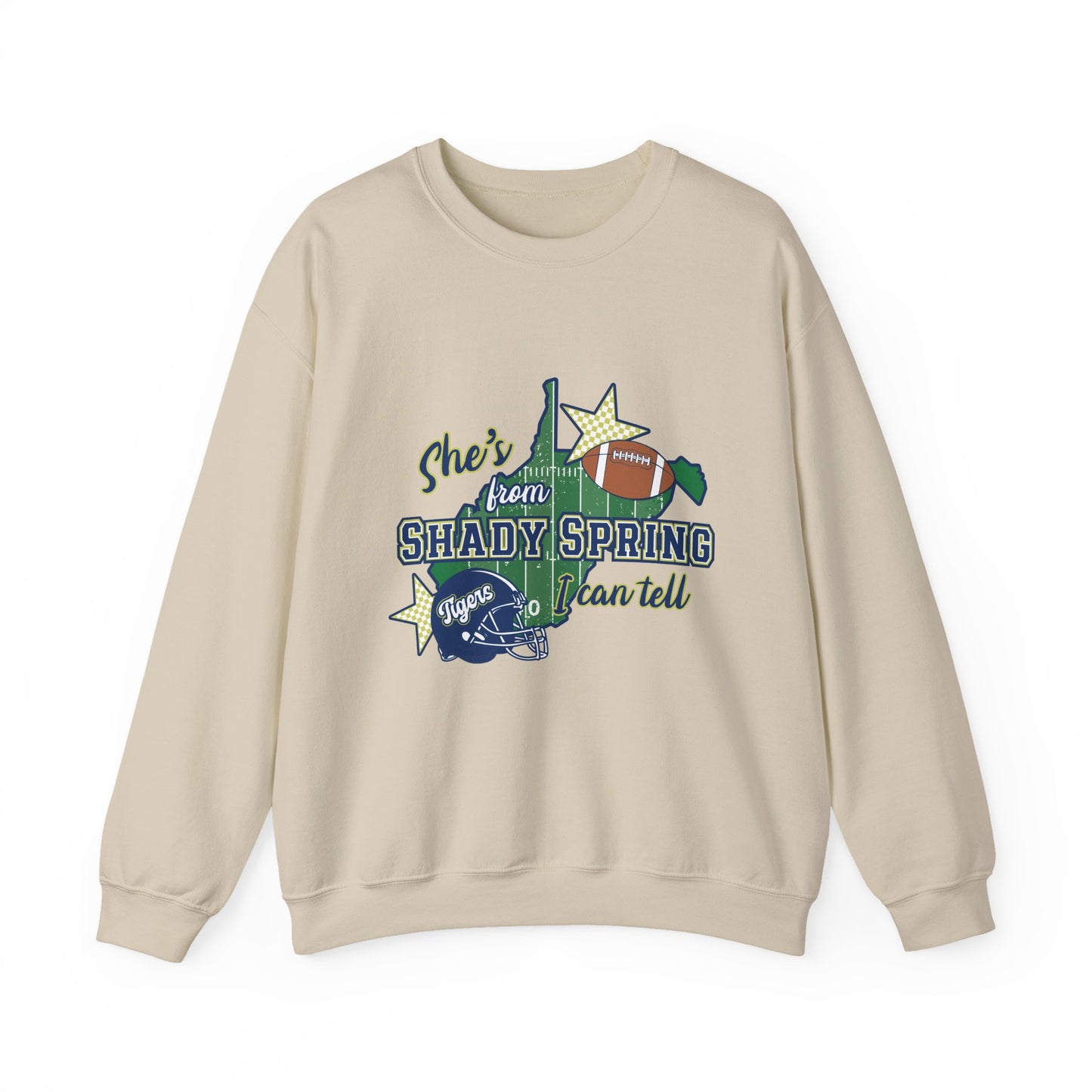 Shady Spring Home Town Crewneck Sweatshirt – "She's from Shady Spring" Vintage Football Design
