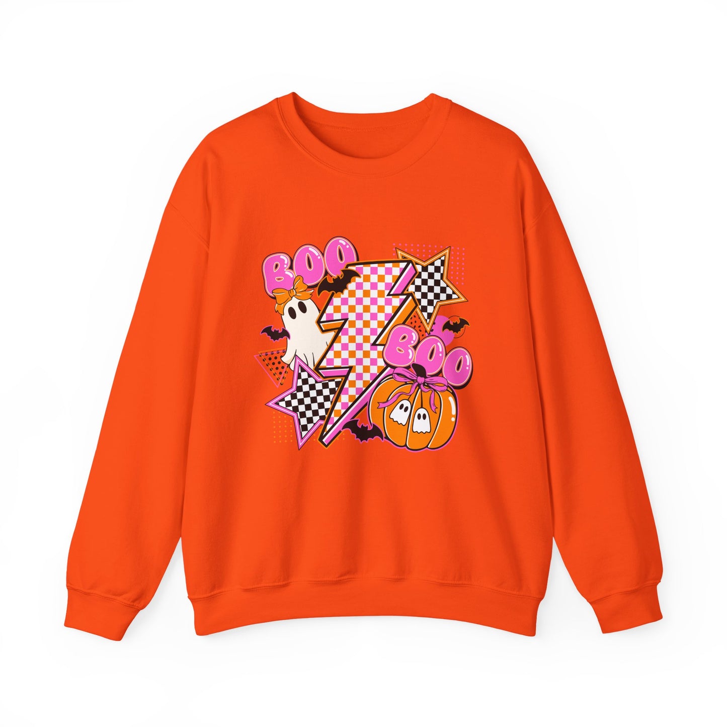 Retro Lightning Boo Ghosts Pumpkin Sweatshirt