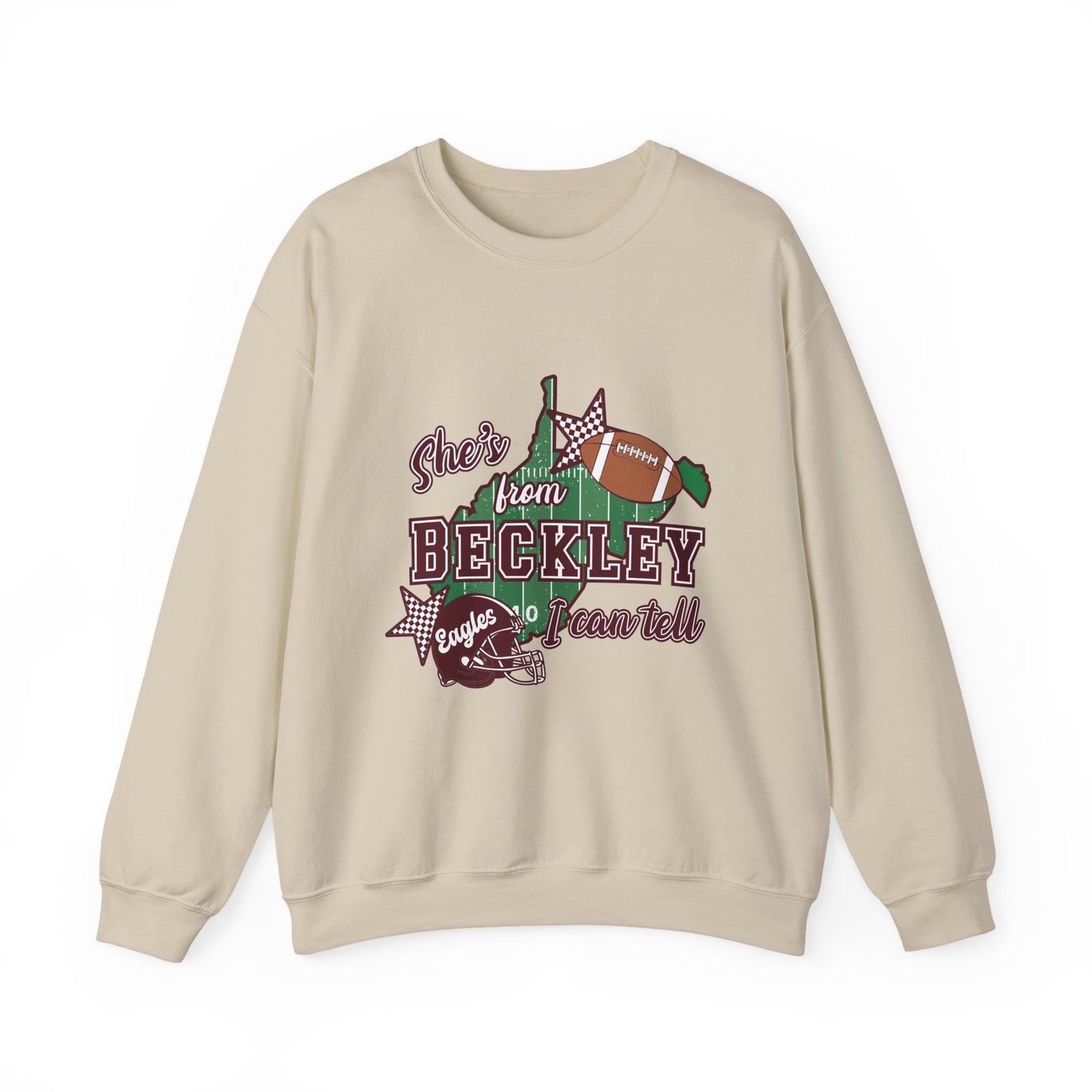 Beckley Football Crewneck Sweatshirt - "She's From Beckley" Vintage Town Pride