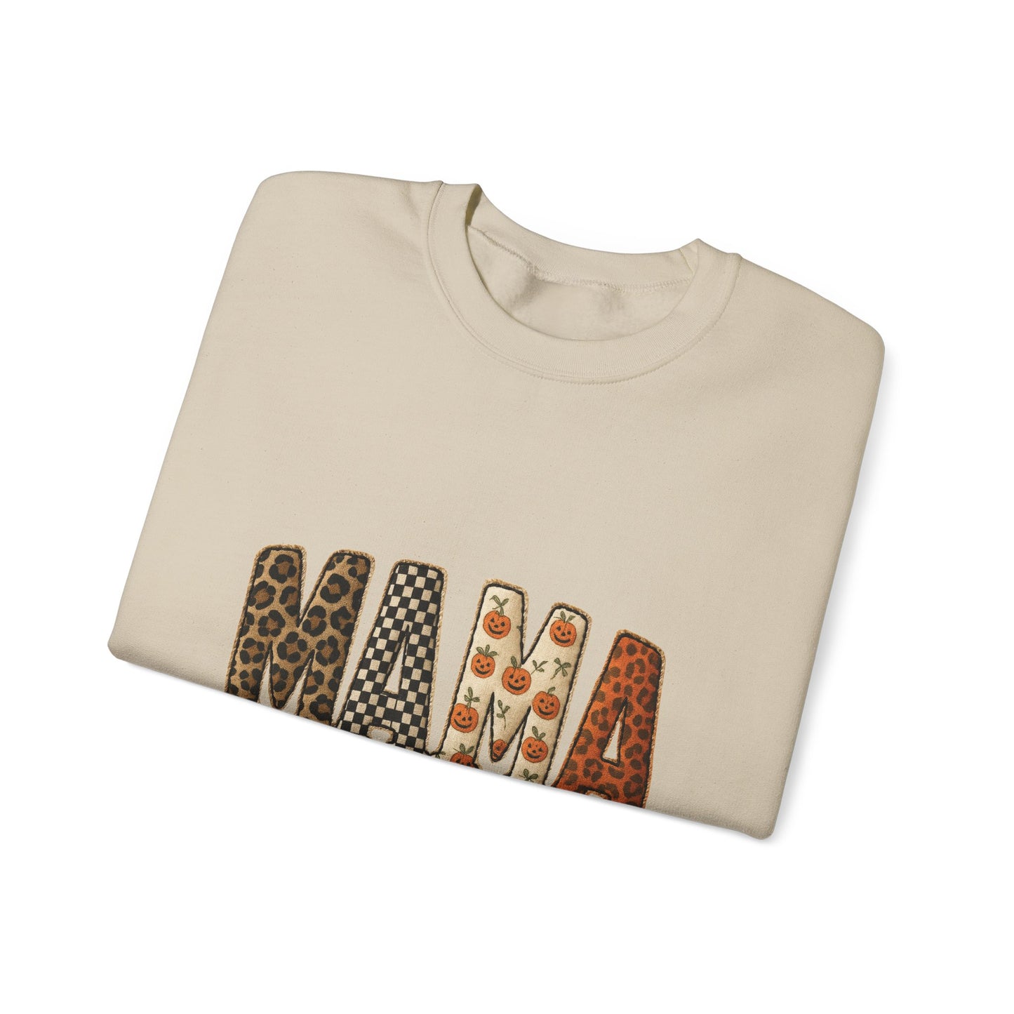 Mama Leopard & Pumpkin Crewneck Sweatshirt - Fall Mama Graphic Pullover
